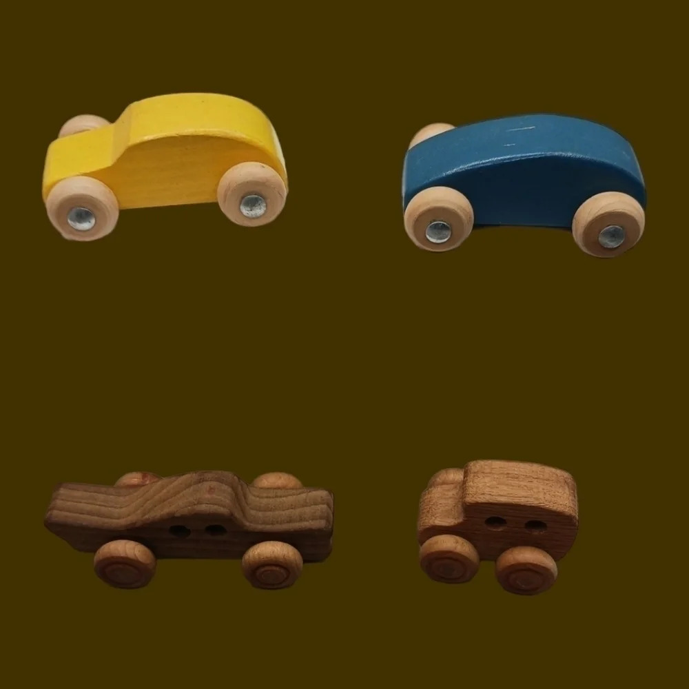 Vintage wooden handcraftes cars lot of 4 - Picture 2 of 5